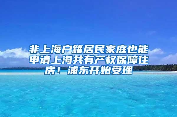 非上海户籍居民家庭也能申请上海共有产权保障住房！浦东开始受理