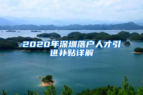 2020年深圳落户人才引进补贴详解