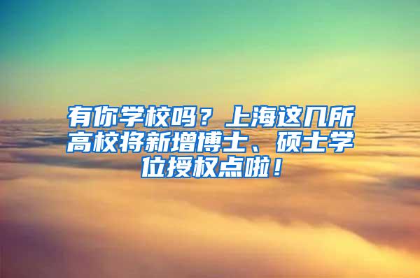 有你学校吗？上海这几所高校将新增博士、硕士学位授权点啦！