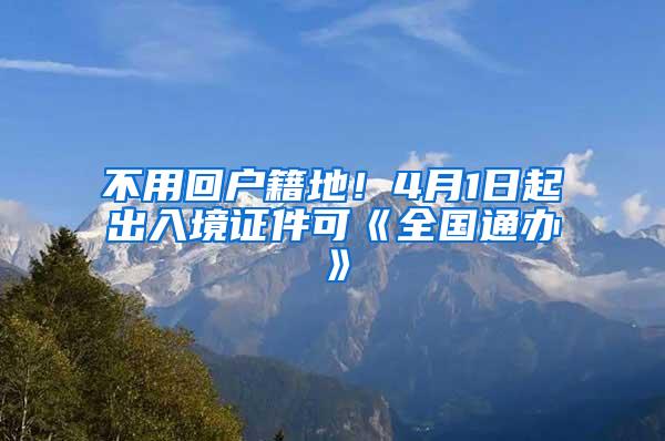 不用回户籍地！4月1日起出入境证件可《全国通办》