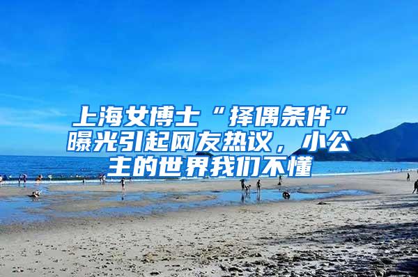 上海女博士“择偶条件”曝光引起网友热议，小公主的世界我们不懂