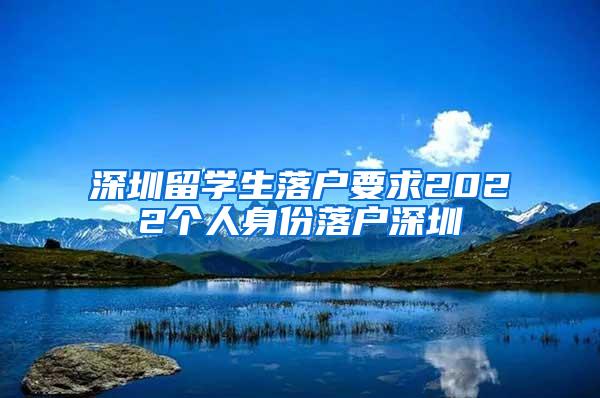 深圳留学生落户要求2022个人身份落户深圳