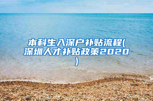 本科生入深户补贴流程(深圳人才补贴政策2020)