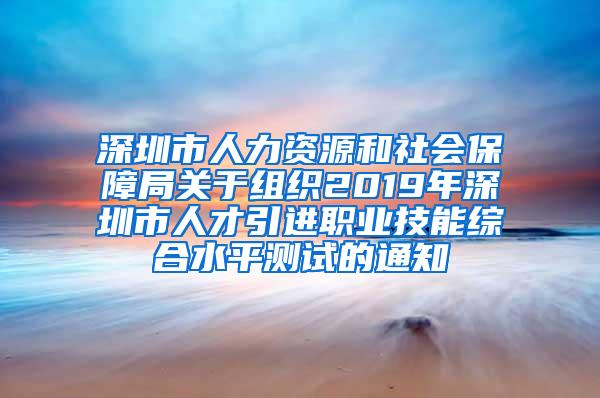 深圳市人力资源和社会保障局关于组织2019年深圳市人才引进职业技能综合水平测试的通知