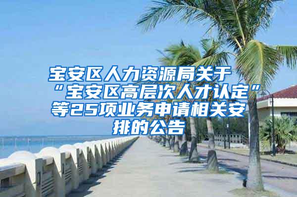 宝安区人力资源局关于“宝安区高层次人才认定”等25项业务申请相关安排的公告