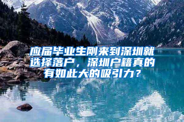 应届毕业生刚来到深圳就选择落户，深圳户籍真的有如此大的吸引力？