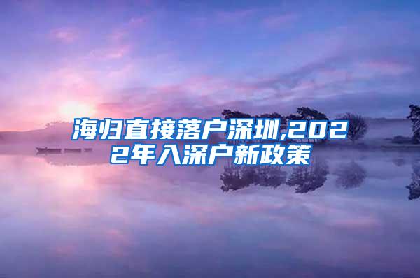 海归直接落户深圳,2022年入深户新政策