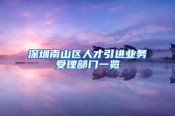 深圳南山区人才引进业务受理部门一览