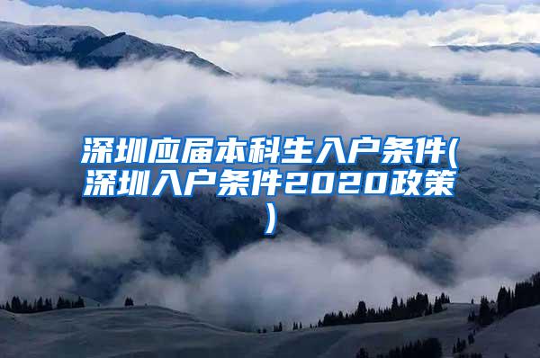 深圳应届本科生入户条件(深圳入户条件2020政策)