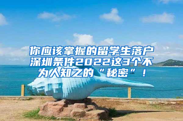 你应该掌握的留学生落户深圳条件2022这3个不为人知之的“秘密”！