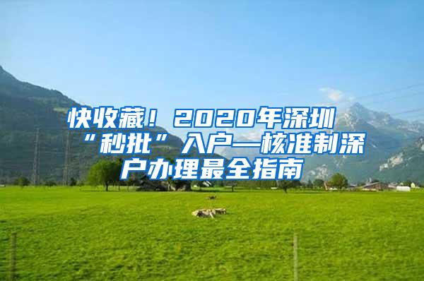 快收藏！2020年深圳“秒批”入户—核准制深户办理最全指南