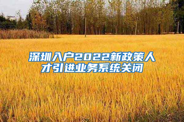 深圳入户2022新政策人才引进业务系统关闭