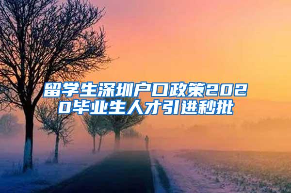 留学生深圳户口政策2020毕业生人才引进秒批