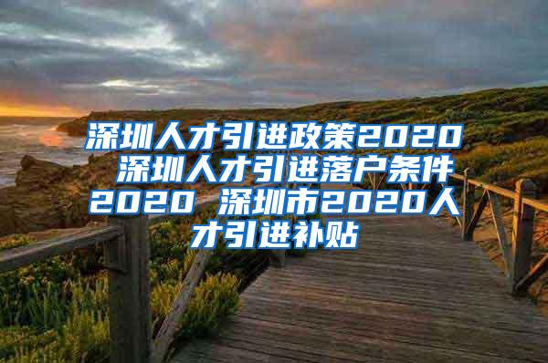 深圳人才引进政策2020 深圳人才引进落户条件2020 深圳市2020人才引进补贴