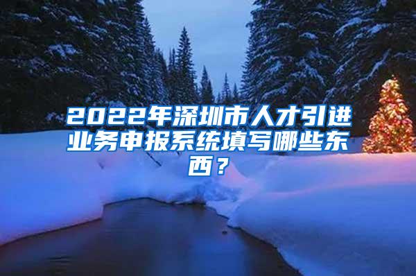 2022年深圳市人才引进业务申报系统填写哪些东西？