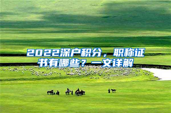 2022深户积分，职称证书有哪些？一文详解