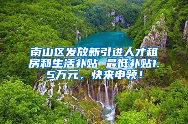 南山区发放新引进人才租房和生活补贴 最低补贴1.5万元，快来申领！