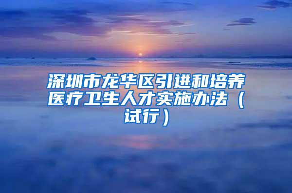 深圳市龙华区引进和培养医疗卫生人才实施办法（试行）