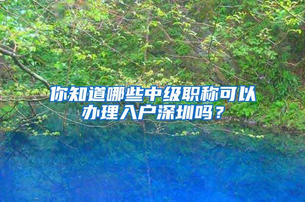 你知道哪些中级职称可以办理入户深圳吗？