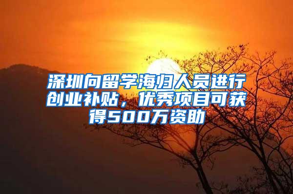 深圳向留学海归人员进行创业补贴，优秀项目可获得500万资助