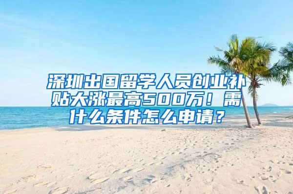 深圳出国留学人员创业补贴大涨最高500万！需什么条件怎么申请？