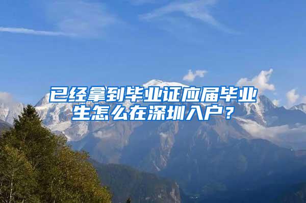 已经拿到毕业证应届毕业生怎么在深圳入户？