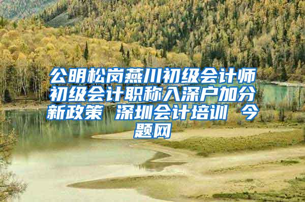 公明松岗燕川初级会计师初级会计职称入深户加分新政策 深圳会计培训 今题网