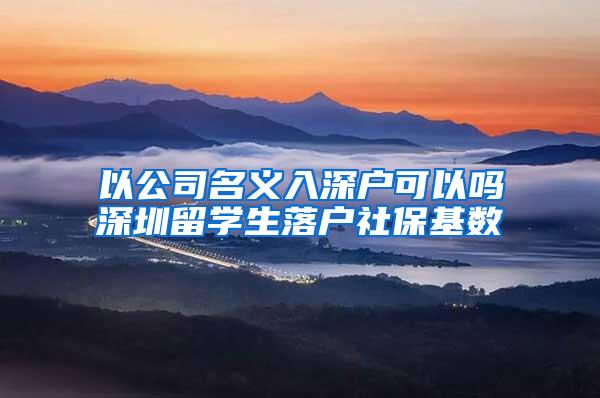 以公司名义入深户可以吗深圳留学生落户社保基数