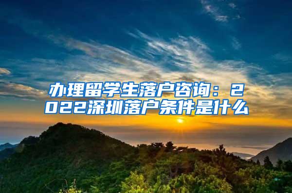 办理留学生落户咨询：2022深圳落户条件是什么