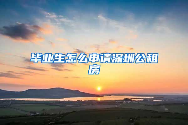 毕业生怎么申请深圳公租房