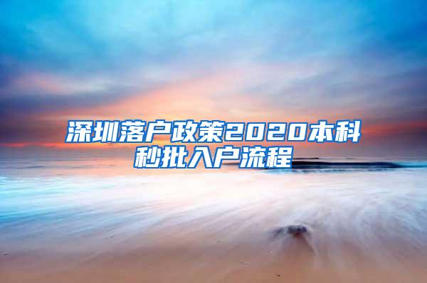 深圳落户政策2020本科秒批入户流程