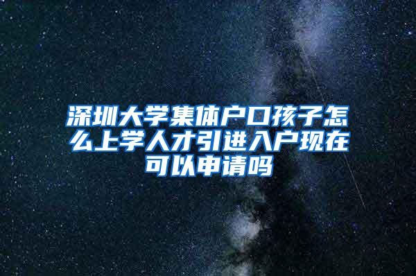 深圳大学集体户口孩子怎么上学人才引进入户现在可以申请吗