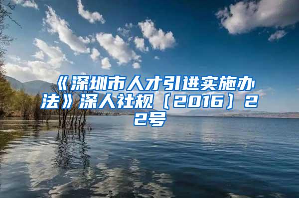 《深圳市人才引进实施办法》深人社规〔2016〕22号