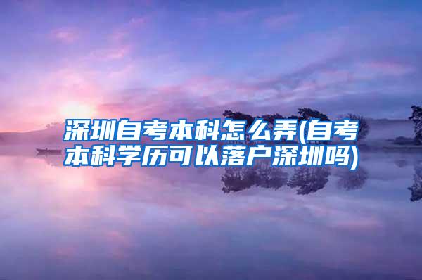 深圳自考本科怎么弄(自考本科学历可以落户深圳吗)