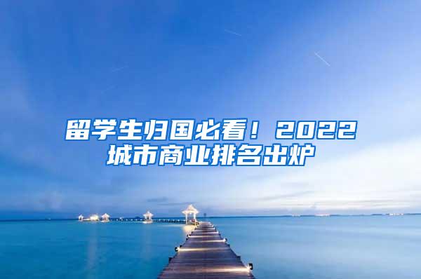 留学生归国必看！2022城市商业排名出炉