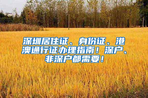 深圳居住证、身份证、港澳通行证办理指南！深户、非深户都需要！