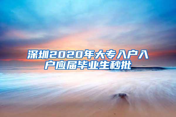 深圳2020年大专入户入户应届毕业生秒批