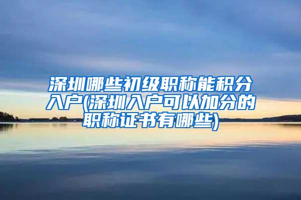 深圳哪些初级职称能积分入户(深圳入户可以加分的职称证书有哪些)