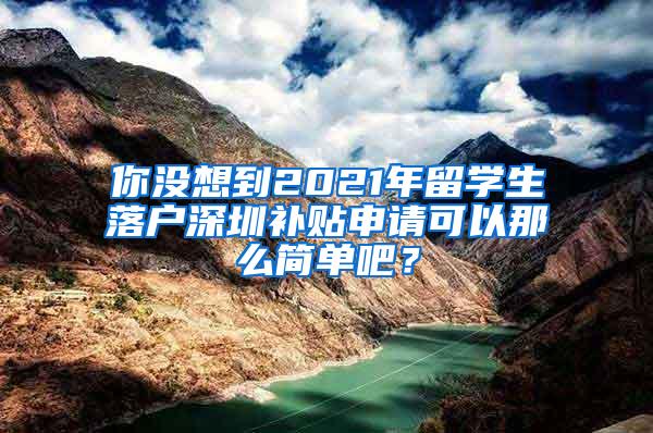 你没想到2021年留学生落户深圳补贴申请可以那么简单吧？