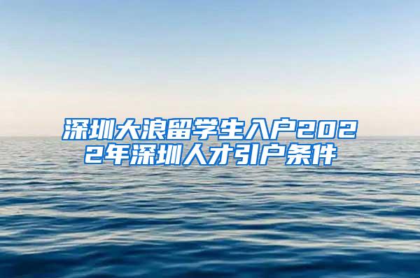 深圳大浪留学生入户2022年深圳人才引户条件