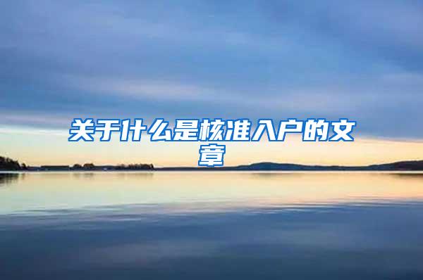 关于什么是核准入户的文章