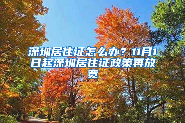 深圳居住证怎么办？11月1日起深圳居住证政策再放宽