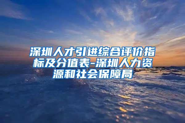 深圳人才引进综合评价指标及分值表-深圳人力资源和社会保障局