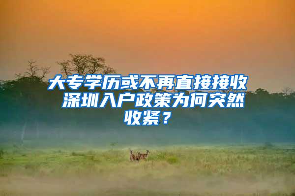 大专学历或不再直接接收 深圳入户政策为何突然收紧？