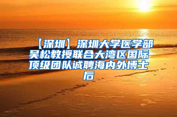 【深圳】深圳大学医学部吴松教授联合大湾区国际顶级团队诚聘海内外博士后