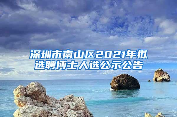 深圳市南山区2021年拟选聘博士人选公示公告