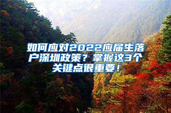 如何应对2022应届生落户深圳政策？掌握这3个关键点很重要！