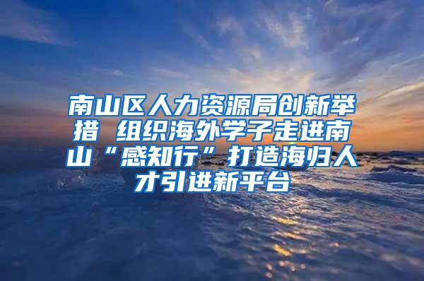 南山区人力资源局创新举措 组织海外学子走进南山“感知行”打造海归人才引进新平台