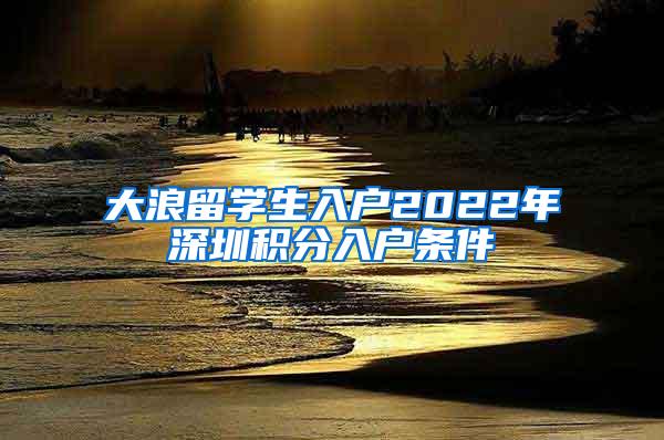 大浪留学生入户2022年深圳积分入户条件