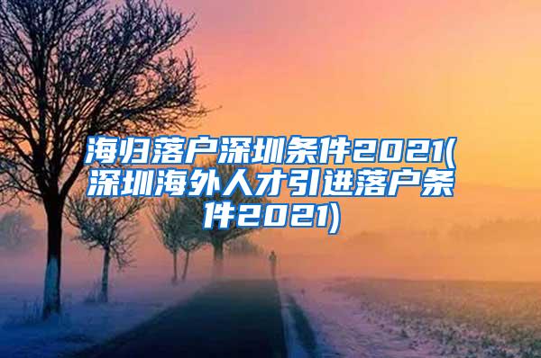 海归落户深圳条件2021(深圳海外人才引进落户条件2021)